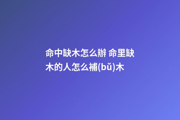 命中缺木怎么辦 命里缺木的人怎么補(bǔ)木-第1張-觀點(diǎn)-玄機(jī)派
